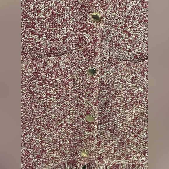 JCrew Cropped fringe-trim lady jacket in merlot. Size XS.  Excellent condition! - Picture 6 of 7